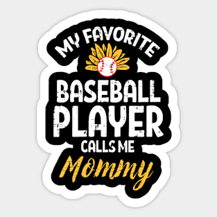 Womens My Favorite Baseball Player Mommy Sunflower Mom Mama Women Sticker